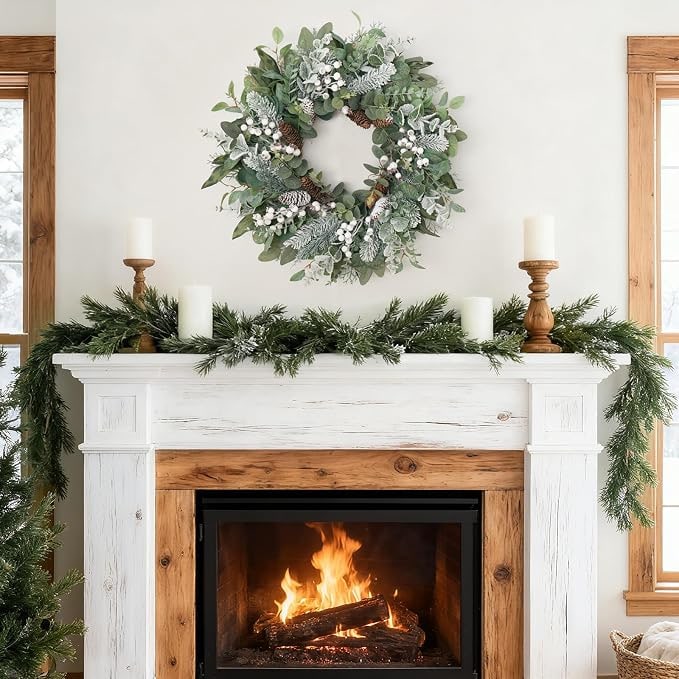 22-Inch Frosted Eucalyptus Winter Door Wreath - Photo 3
