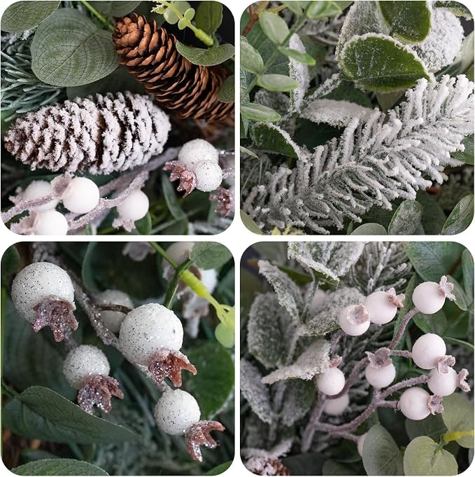 22-Inch Frosted Eucalyptus Winter Door Wreath - Photo 4
