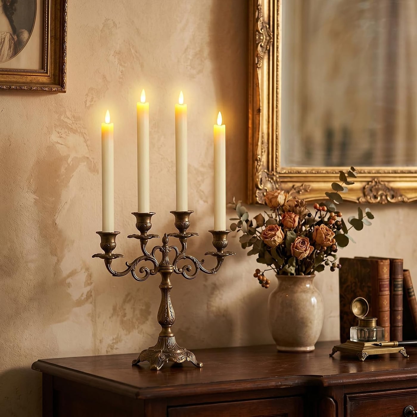 Flameless Real-Wax Taper Candles with Remote Timer - Photo 4