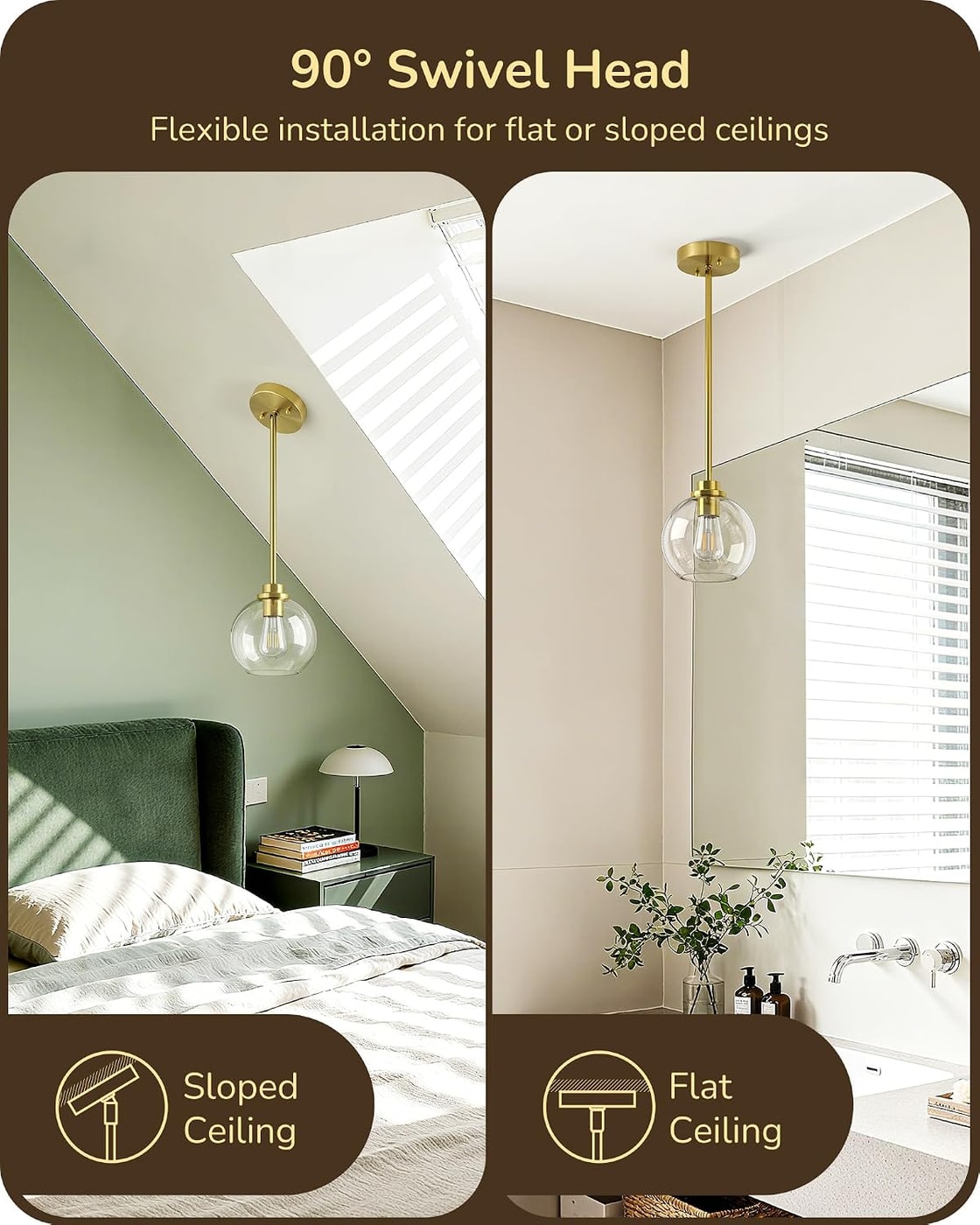 Clear Glass Globe Pendant Lights, 2-Pack - Photo 4