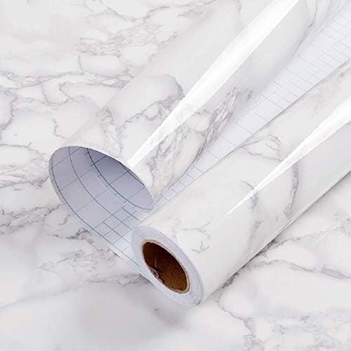 Glossy White and Grey Marble Peel-and-Stick Contact Paper - Photo 2