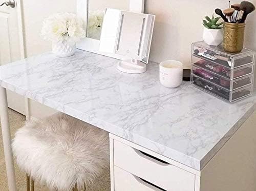 Glossy White and Grey Marble Peel-and-Stick Contact Paper - Photo 3