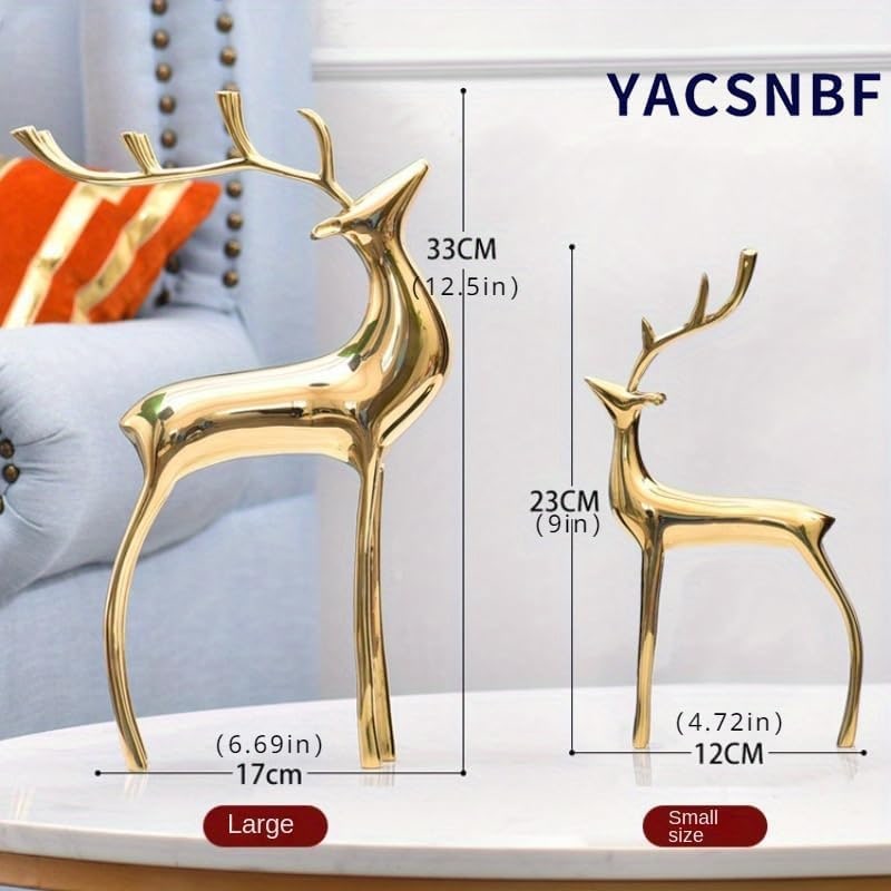 Gold Brass Reindeer Figurines, Set of Two - Photo 3