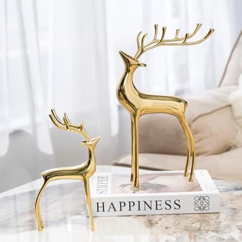 Gold Brass Reindeer Figurines, Set of Two - Photo 4