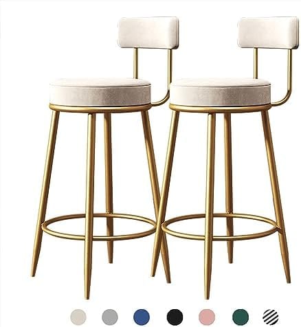 Gold Frame Velvet Counter Bar Stools, Set of 2 - Photo 2