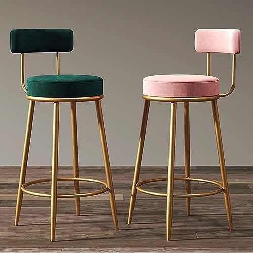 Gold Frame Velvet Counter Bar Stools, Set of 2 - Photo 3