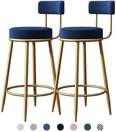 Gold Frame Velvet Counter Bar Stools, Set of 2