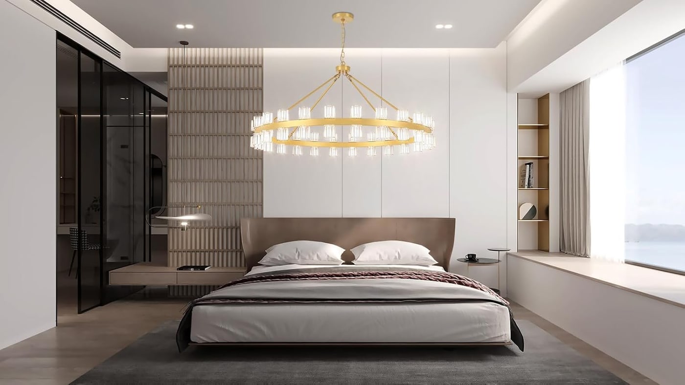 48-Inch Gold Wagon Wheel Chandelier with Crystal Shades - Photo 4