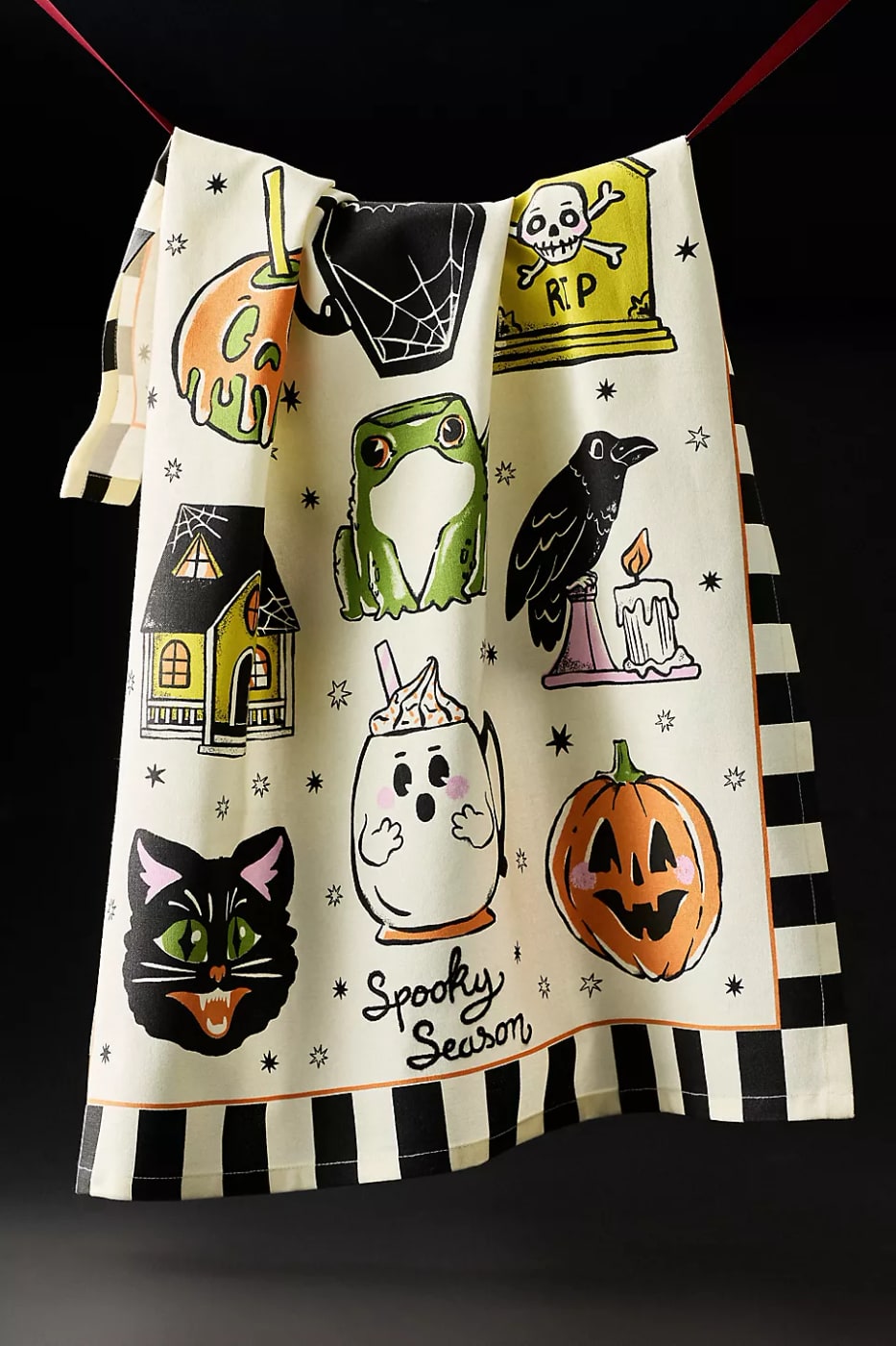 Halloween Mug Print Cotton Dish Towel
