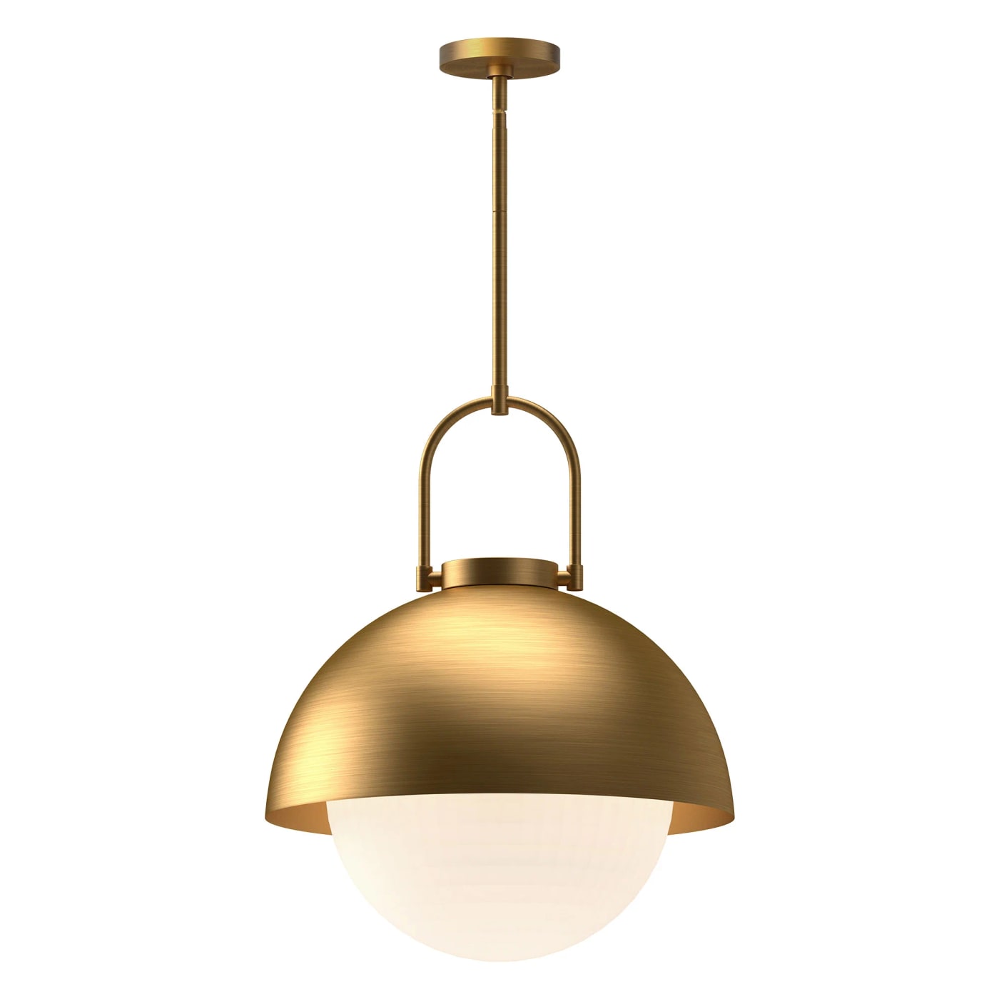 Harper Opal Glass Pendant Light - Aged Gold