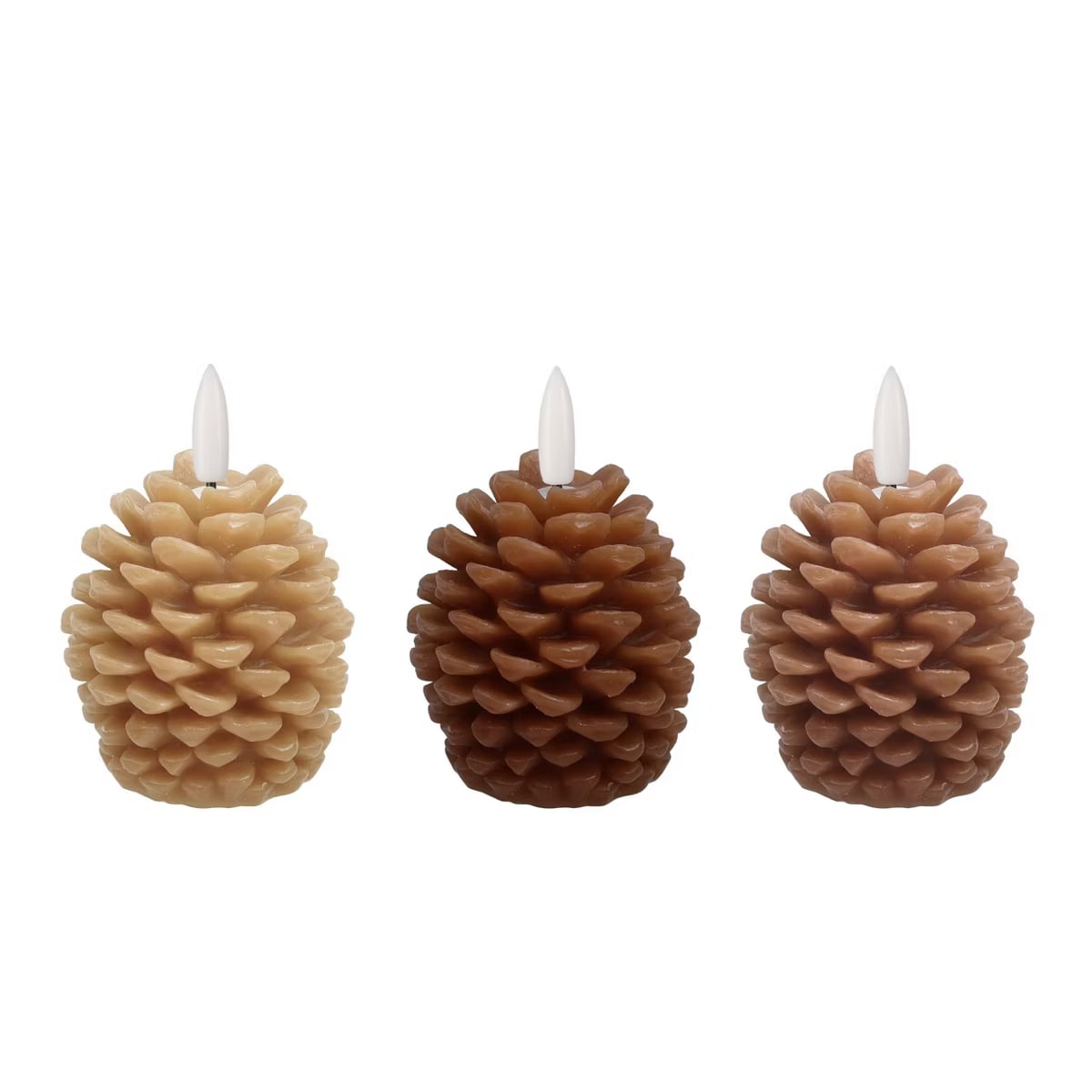Natural Glow Harvest Flameless Pinecone LED Candles (3-Pack) - Photo 4