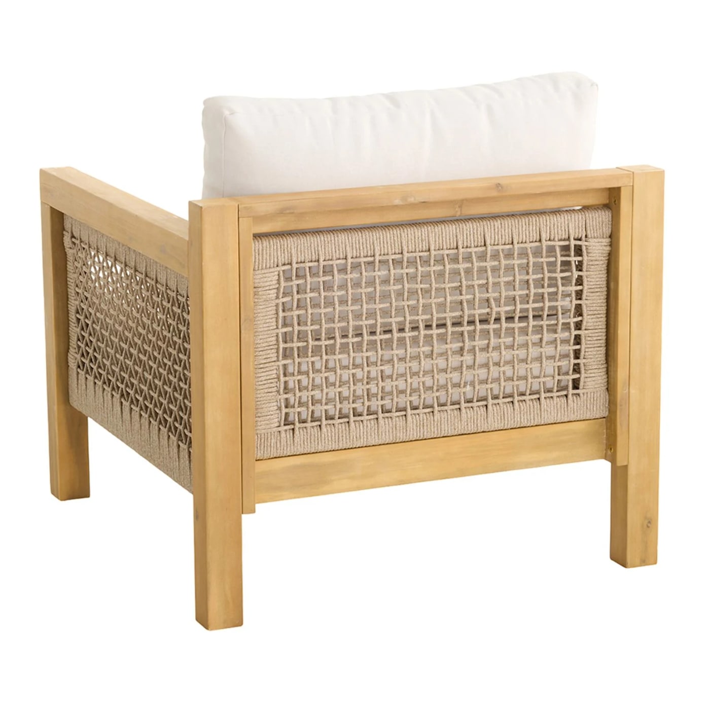Acacia Wood Patio Armchair with Natural Canvas Cushions - Photo 3