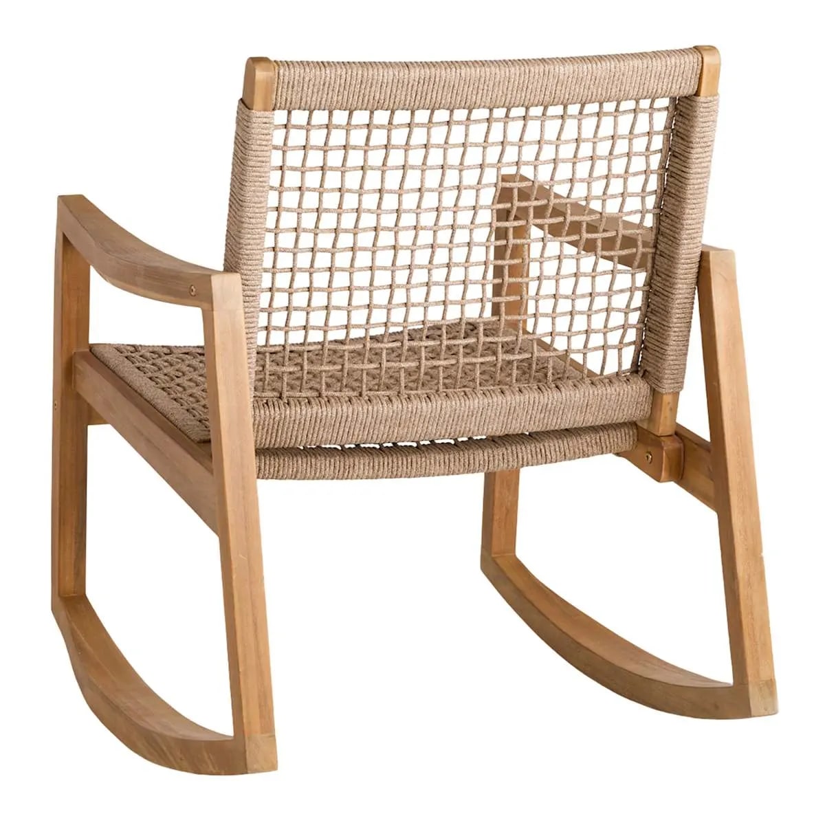 Acacia Wood & Tan Rope Rocking Patio Chair - Photo 2