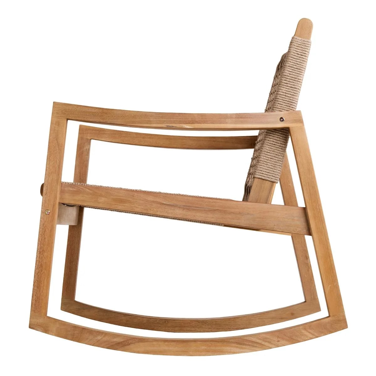 Acacia Wood & Tan Rope Rocking Patio Chair - Photo 4