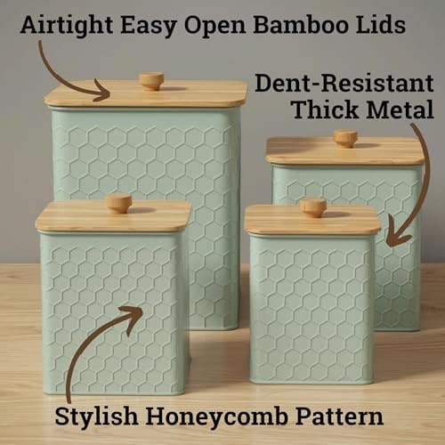 Honeycomb Metal Kitchen Canister Set (4-Piece) - Photo 2