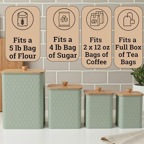 Honeycomb Metal Kitchen Canister Set (4-Piece) - Photo 3