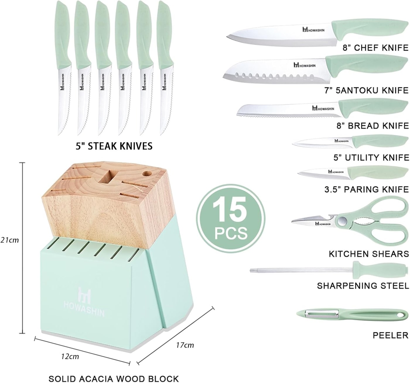 Kitchen Knife Block Set with Built-In Sharpener - Photo 2