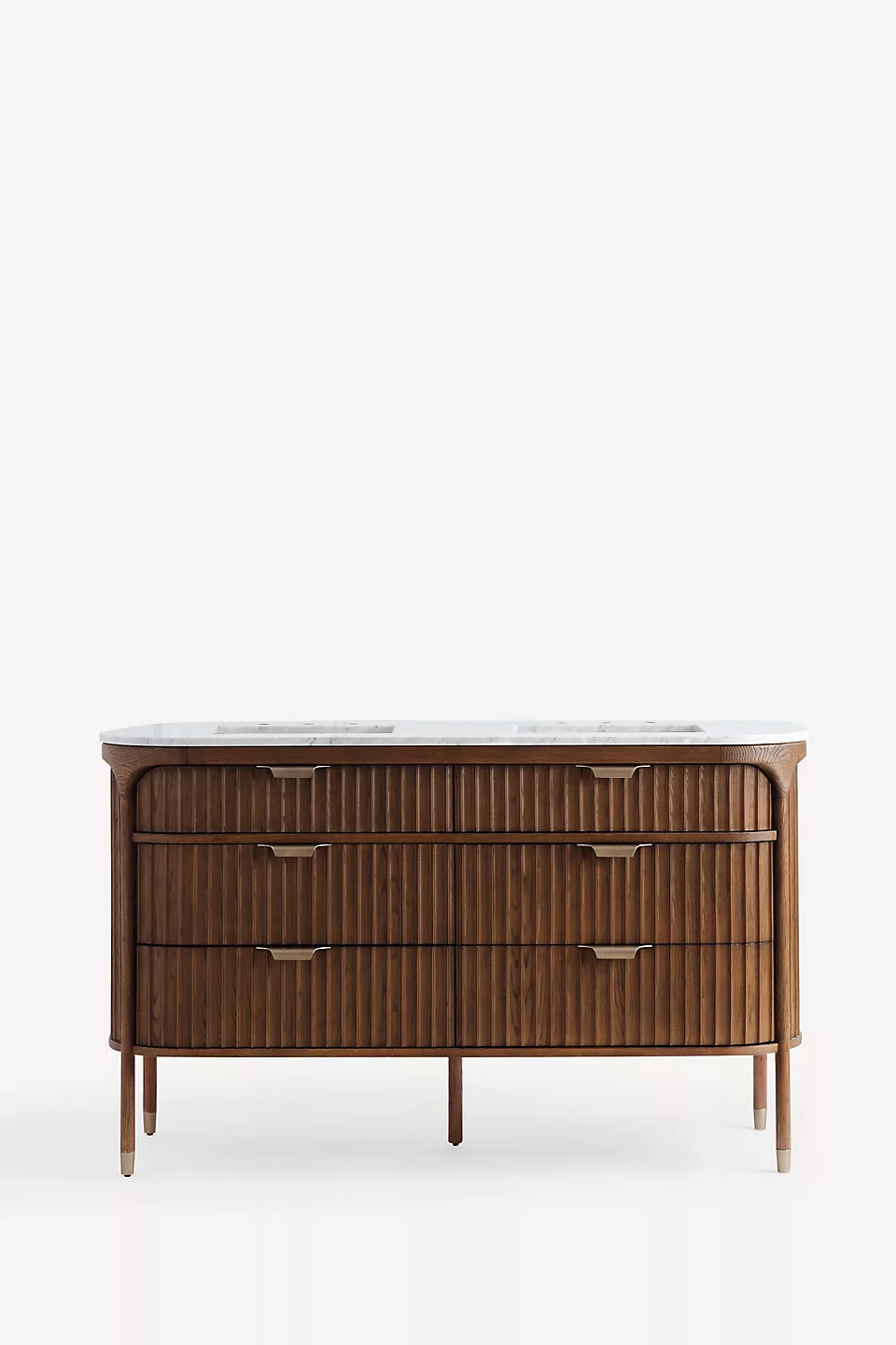 Isla Marble Top Fluted Wood Double Vanity