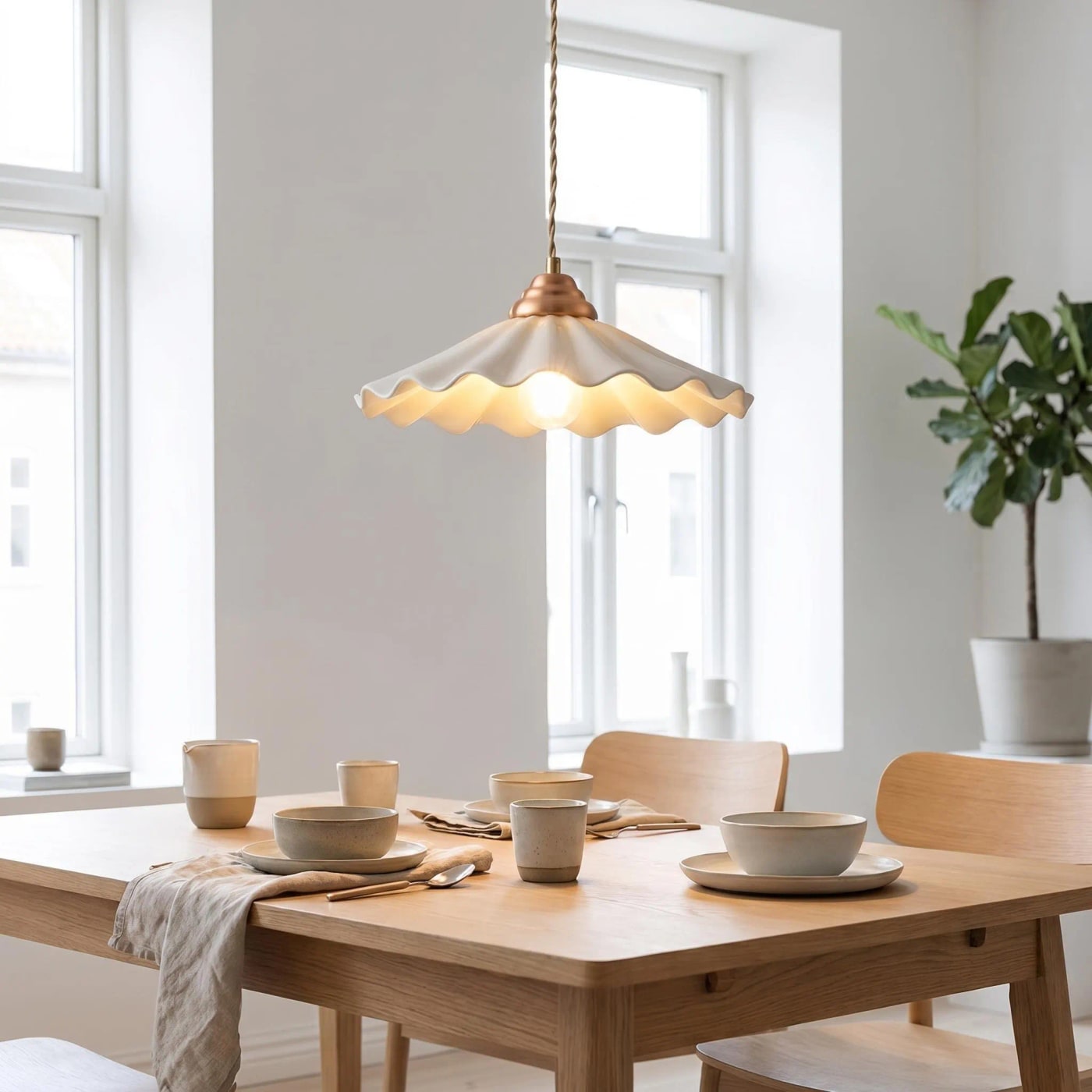 Japanese Ceramic Dome Pendant with Copper Fixture - Photo 2