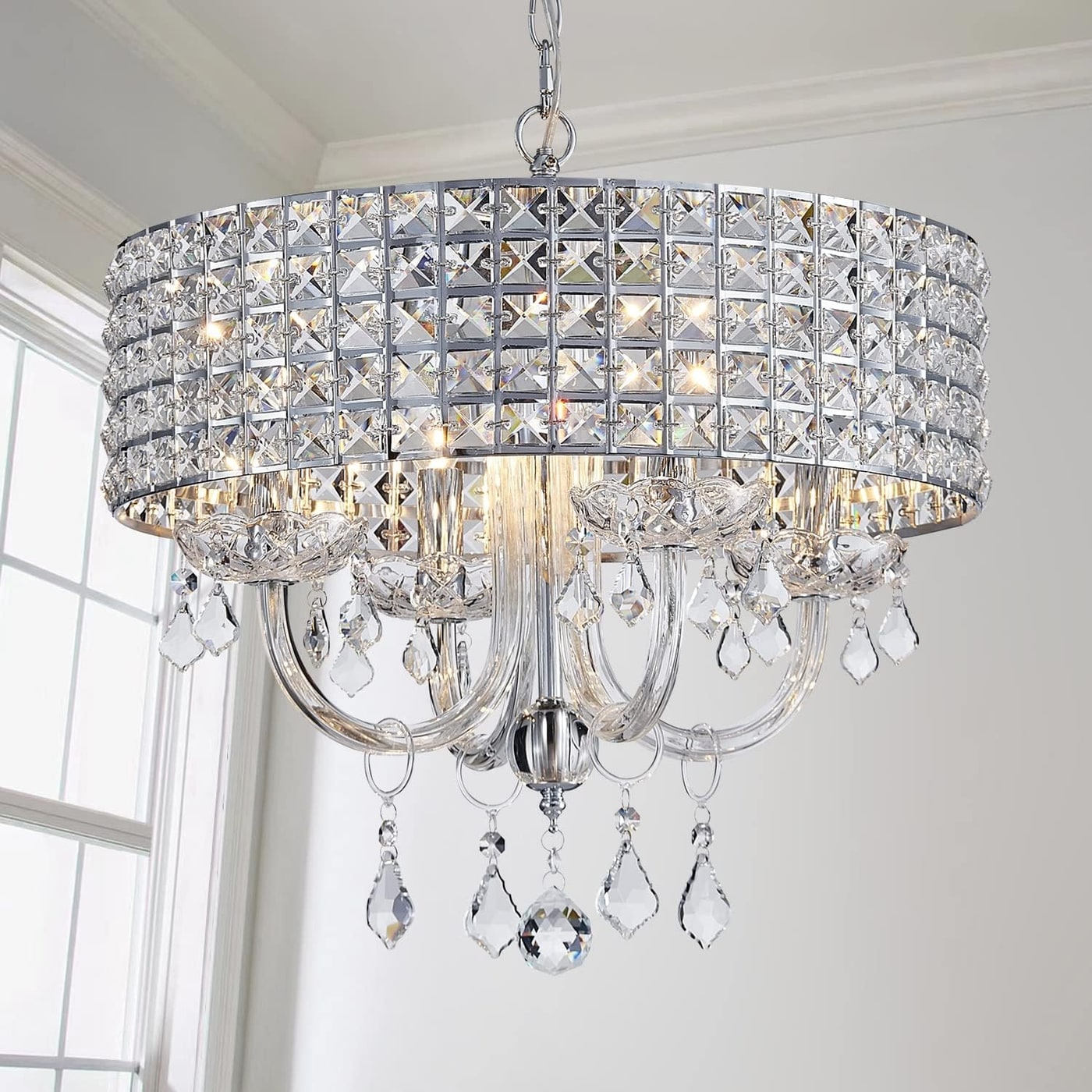 Modern K9 Crystal 4-Light Chandelier