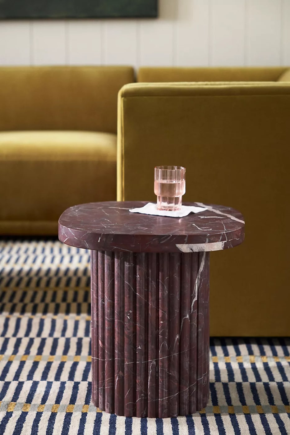 Square Fluted Marble Side Table