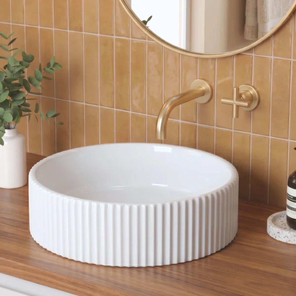 Round White Ceramic Vessel Sink