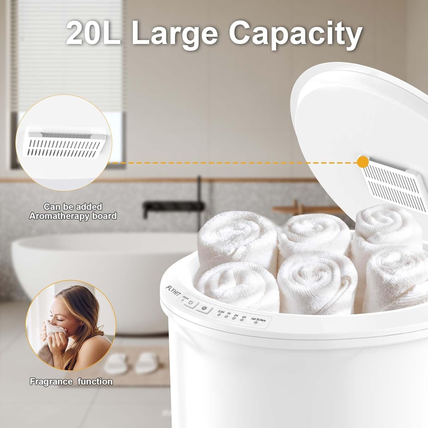 Large Bucket Towel Warmer with Wood Handle - Photo 4