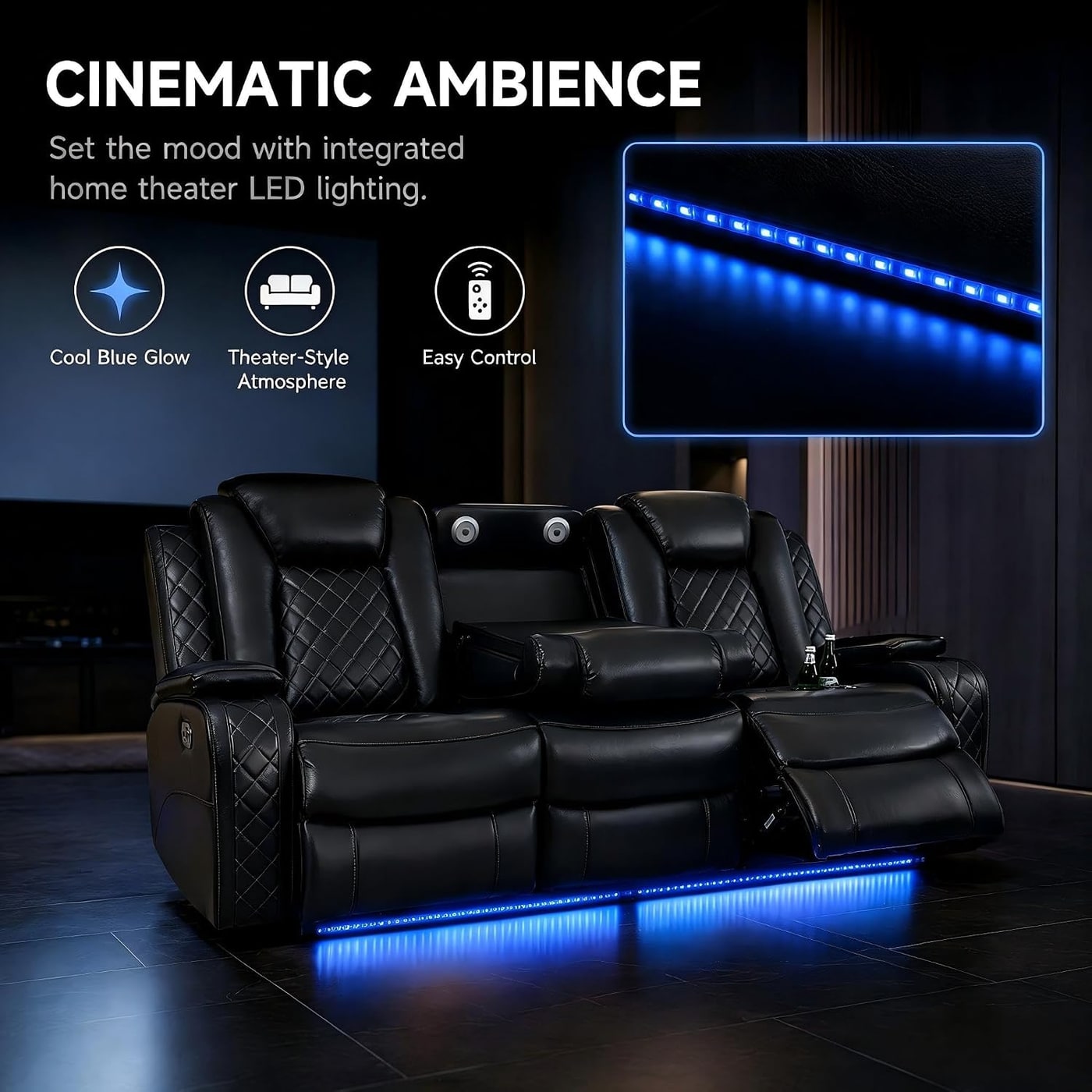 3-Piece Leather Power Recliner Set with LED Lighting - Photo 2