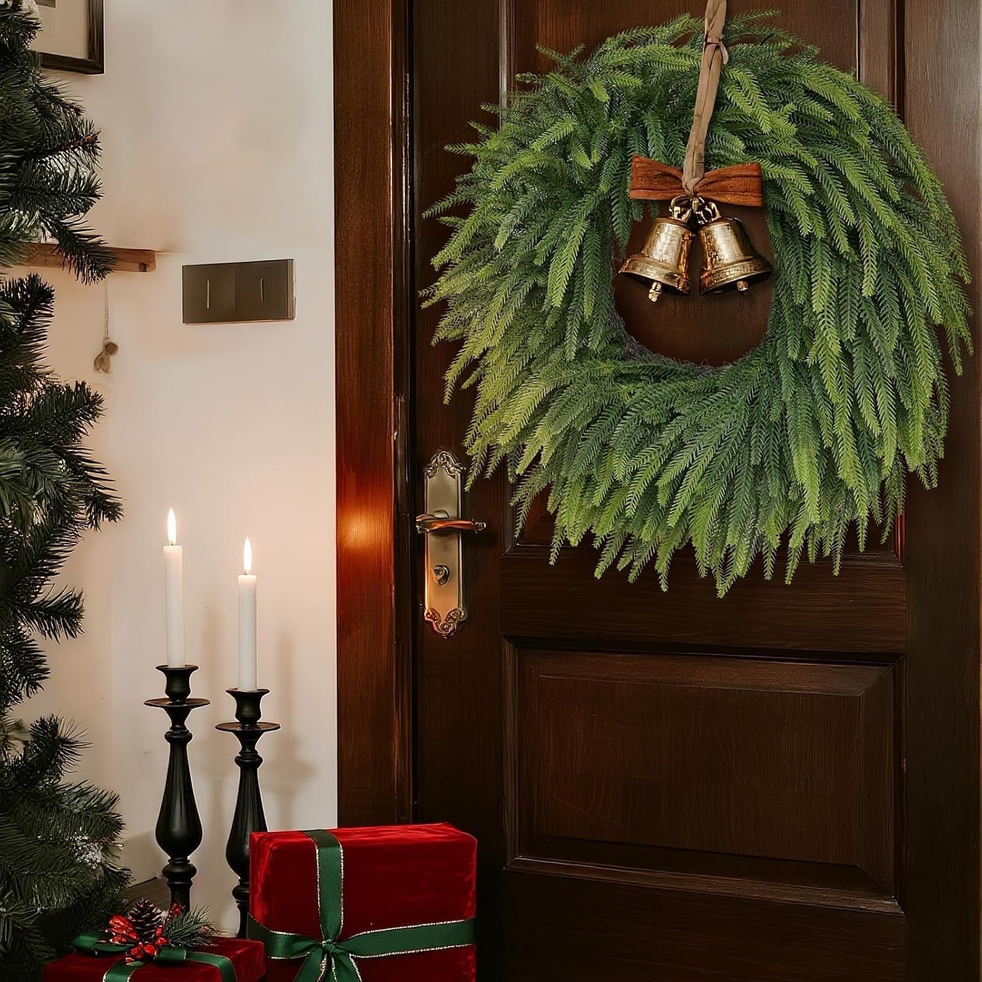 Lifelike Norfolk Pine Christmas Wreath, 26 Inch - Photo 3
