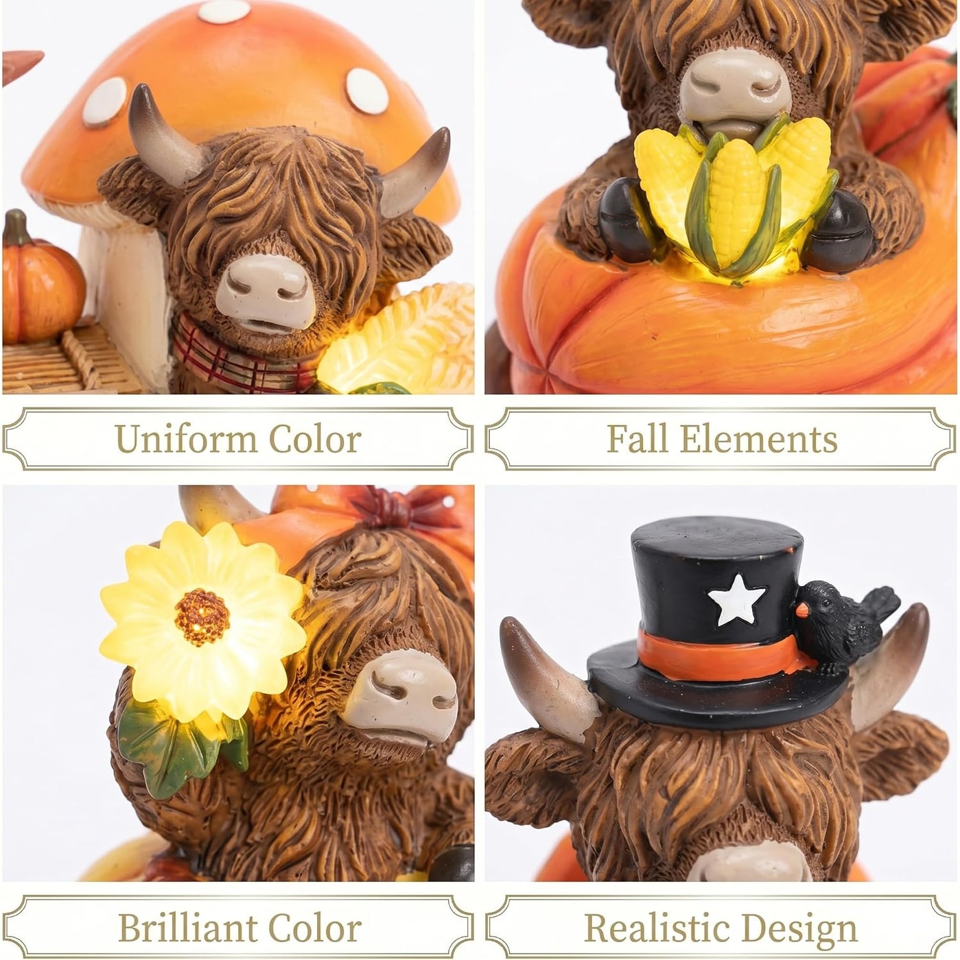 Lighted Highland Cow Harvest Train Figurine - Photo 4