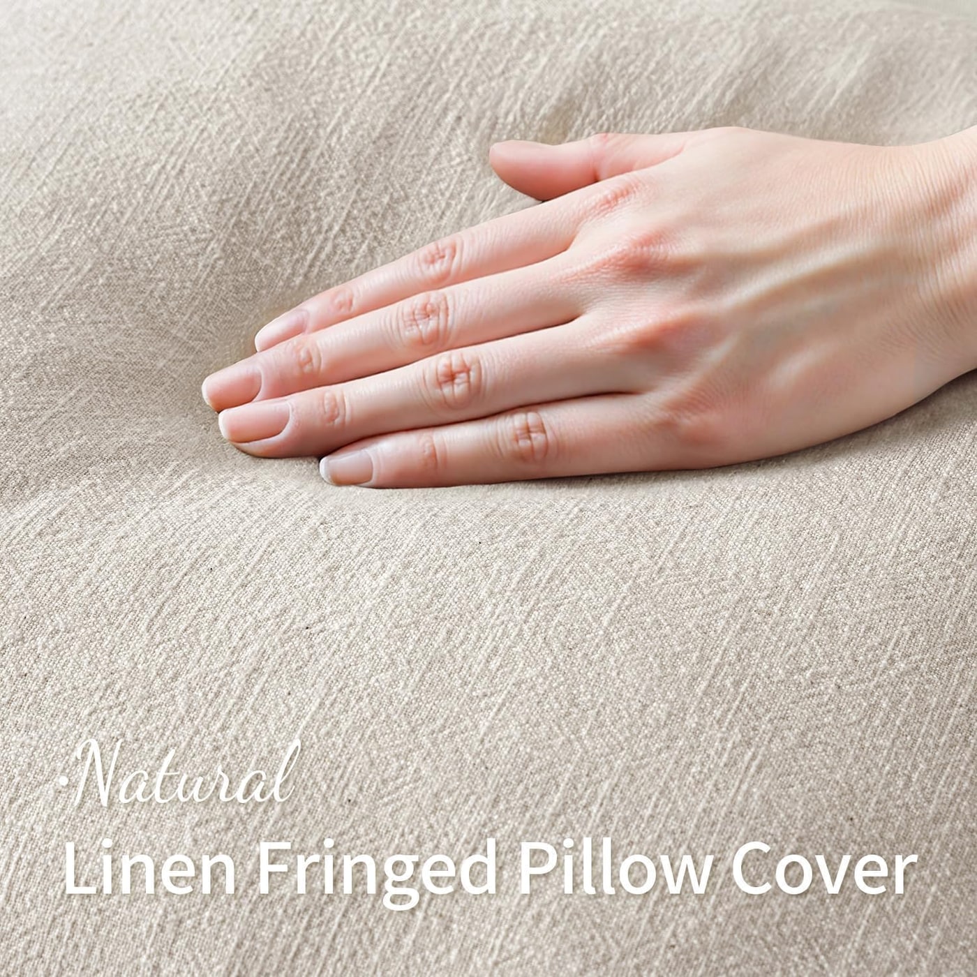 Linen Fringe Throw Pillow Covers, Set of 2 - Photo 2
