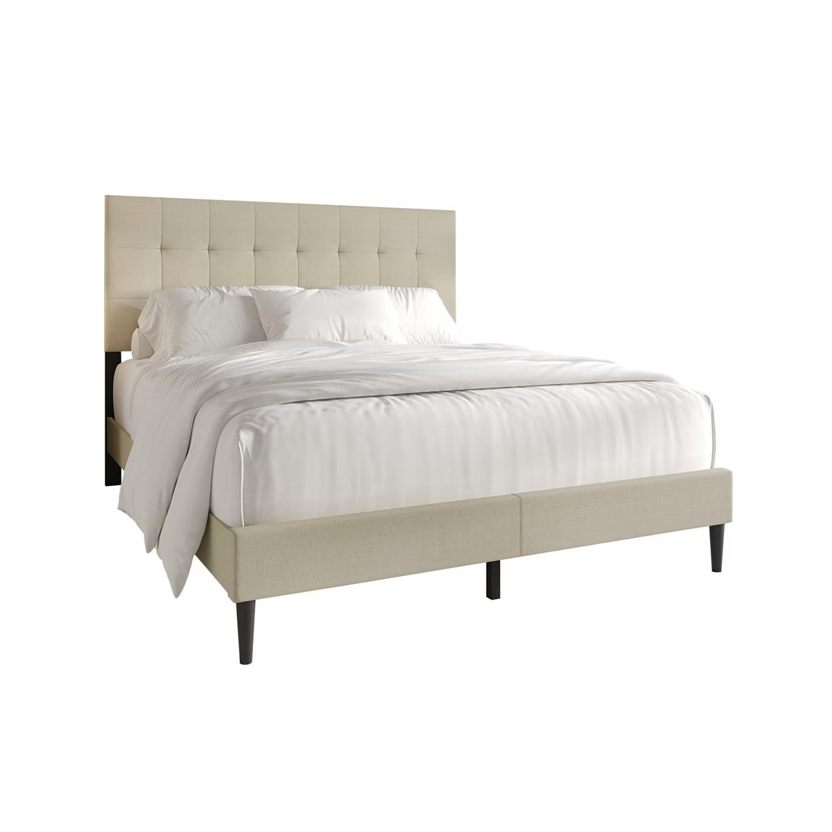 Square-Stitch Linen Platform Bed - Photo 3