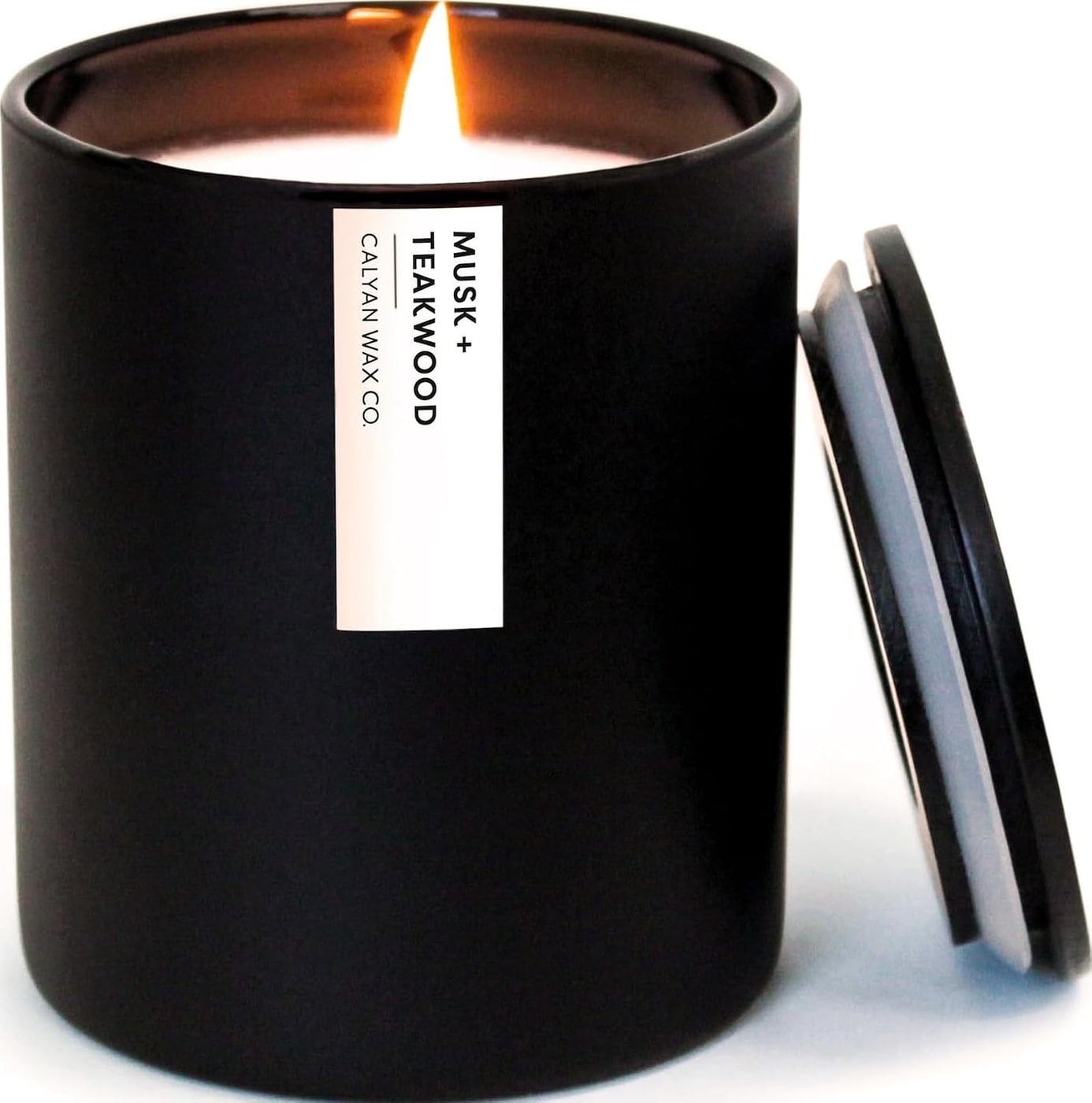 Luxury Clean Soy Wax Jar Candle in a sleek black glass tumbler with minimalist label