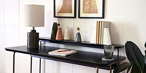 Geometric Marble & Wood Inlay Bookends, White - Photo 2