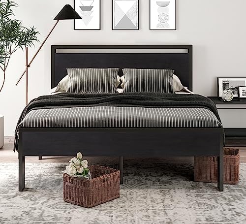 14-Inch Metal Platform Bed with Wood Headboard & Footboard - Photo 4