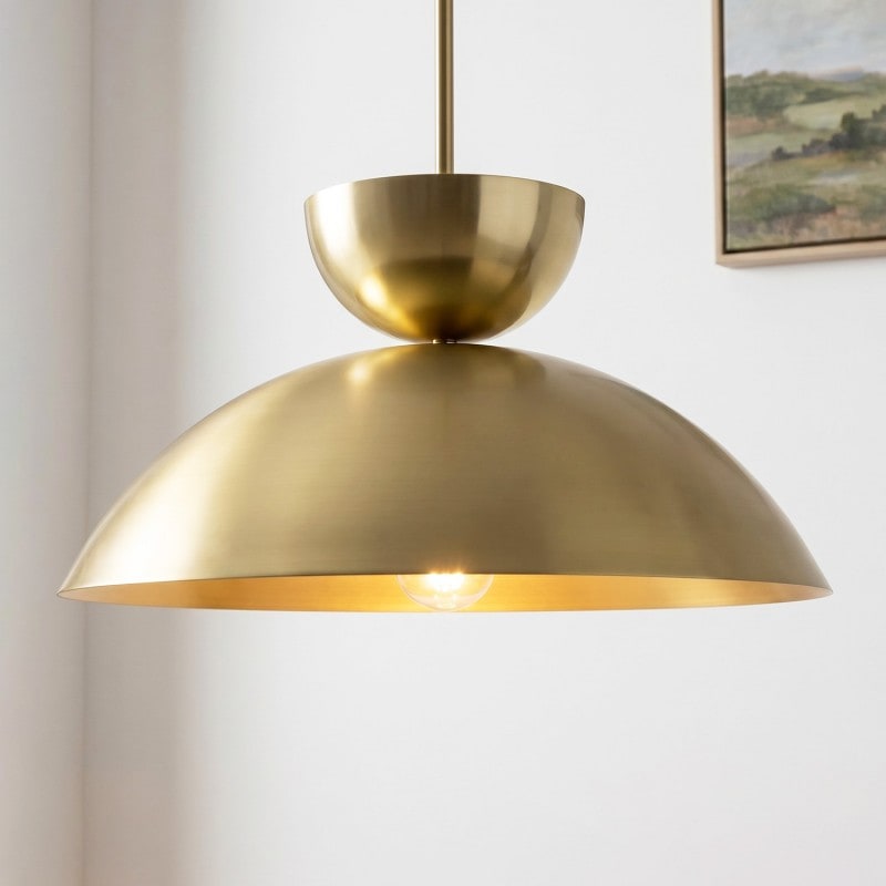 Mid-Century Dome Metal Pendant Light - Gold