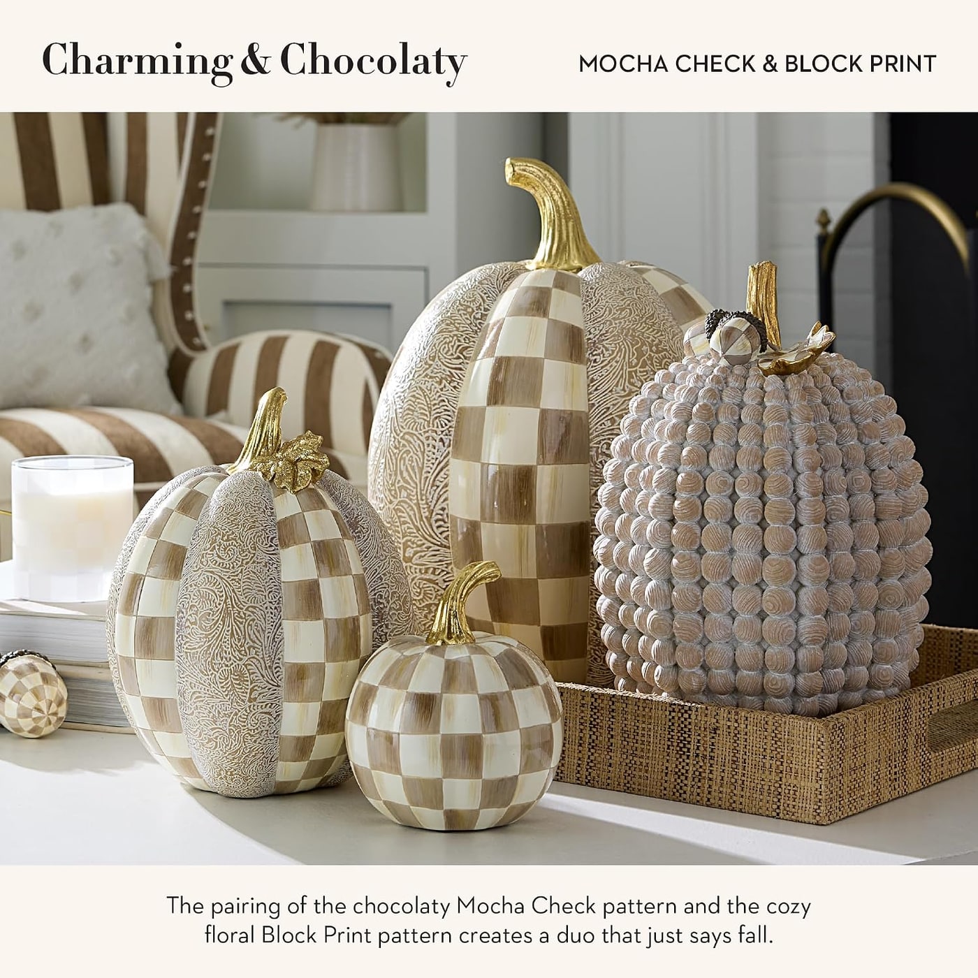 Short Pumpkin in Mocha Check and Block Print - Photo 3