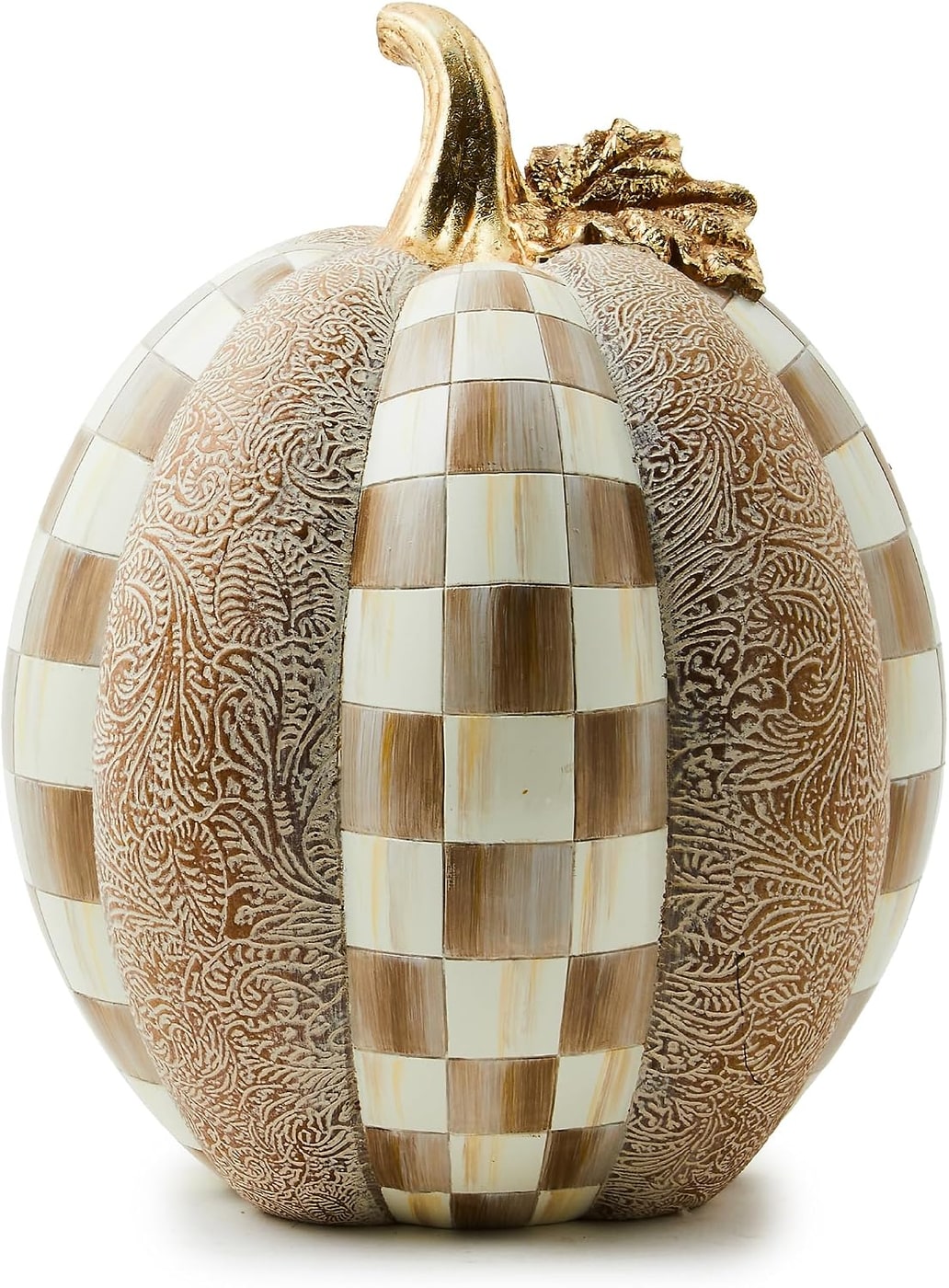 Short Pumpkin in Mocha Check and Block Print