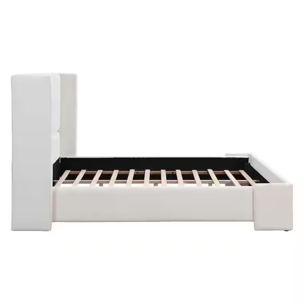 Modern White Wingback Platform Bed - Photo 2