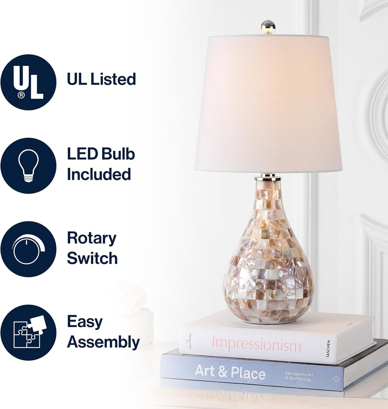 Mona Mini Coastal LED Table Lamp with Mother-of-Pearl Base - Photo 4