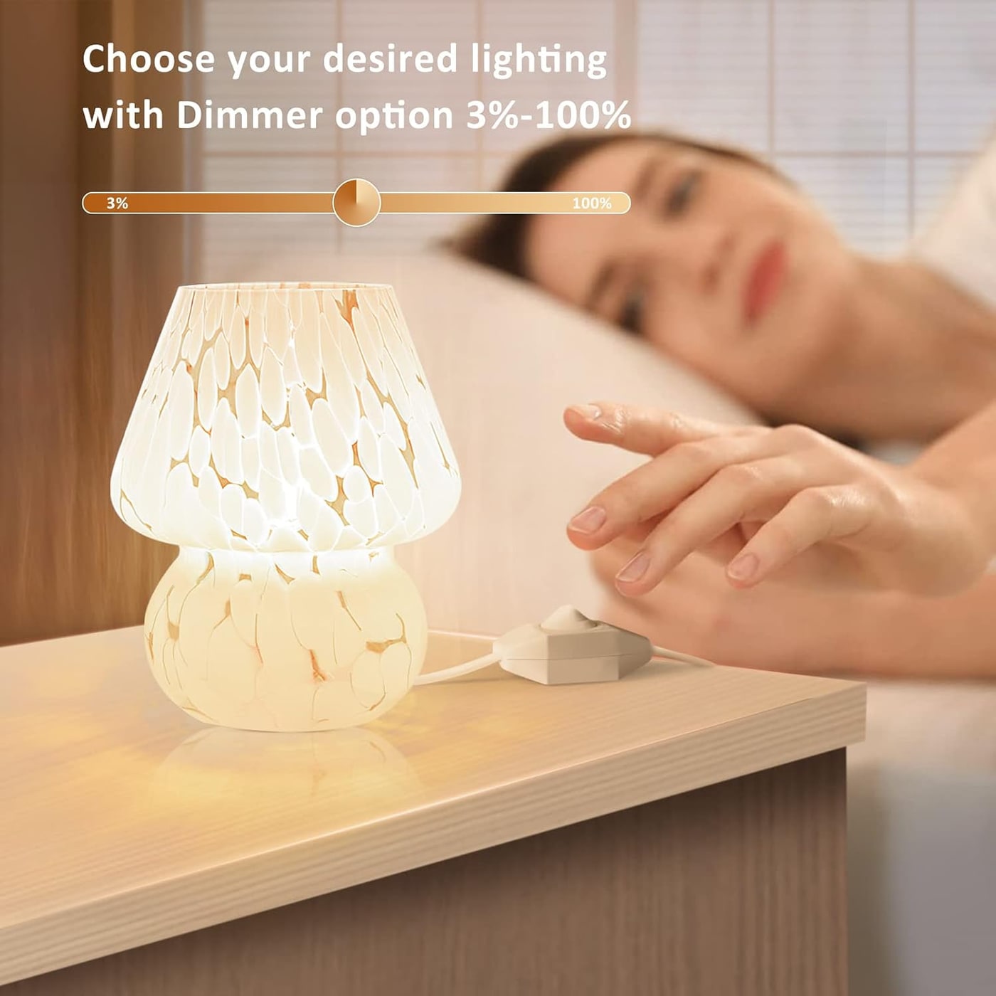 Murano-Style Hand-Blown Glass Mushroom Table Lamp - Photo 2