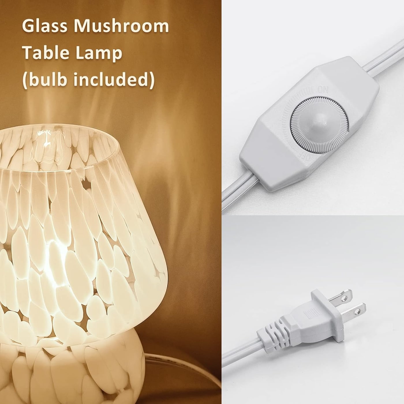 Murano-Style Hand-Blown Glass Mushroom Table Lamp - Photo 3