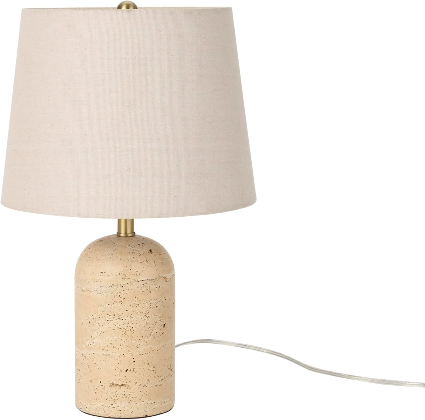 18-Inch Natural Travertine and Brass Accent Table Lamp - Photo 2