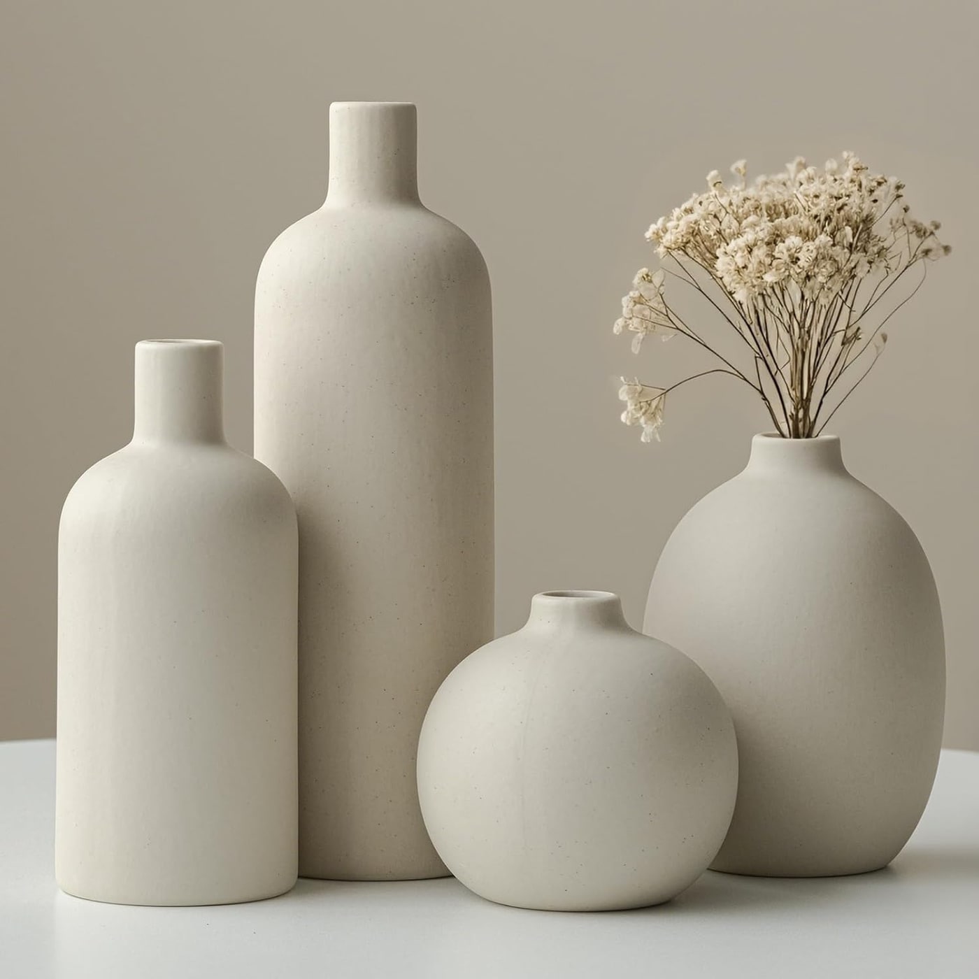 Four-Piece Matte Ceramic Vase Set
