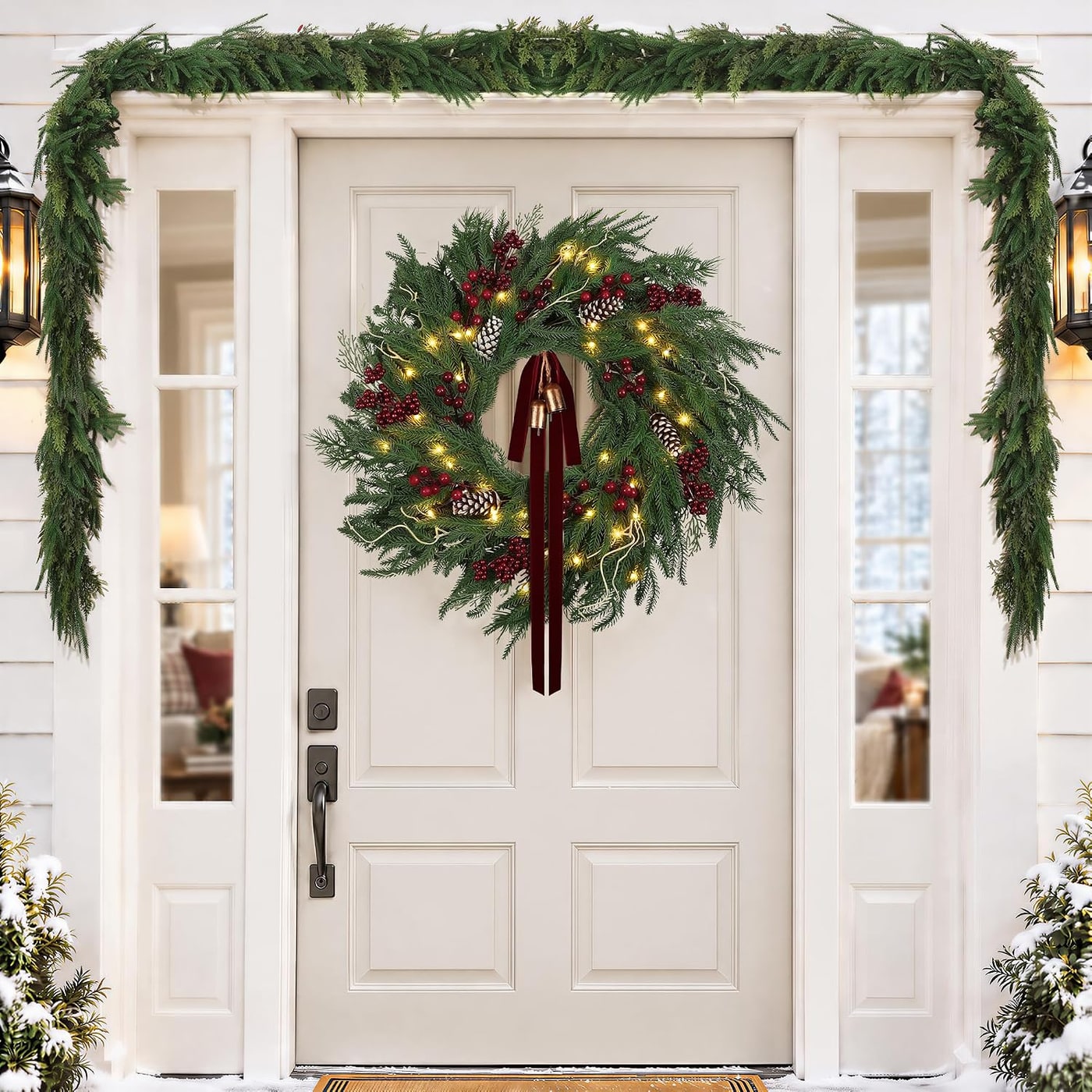 24-Inch Real Touch Norfolk Pine Holiday Wreath - Photo 2
