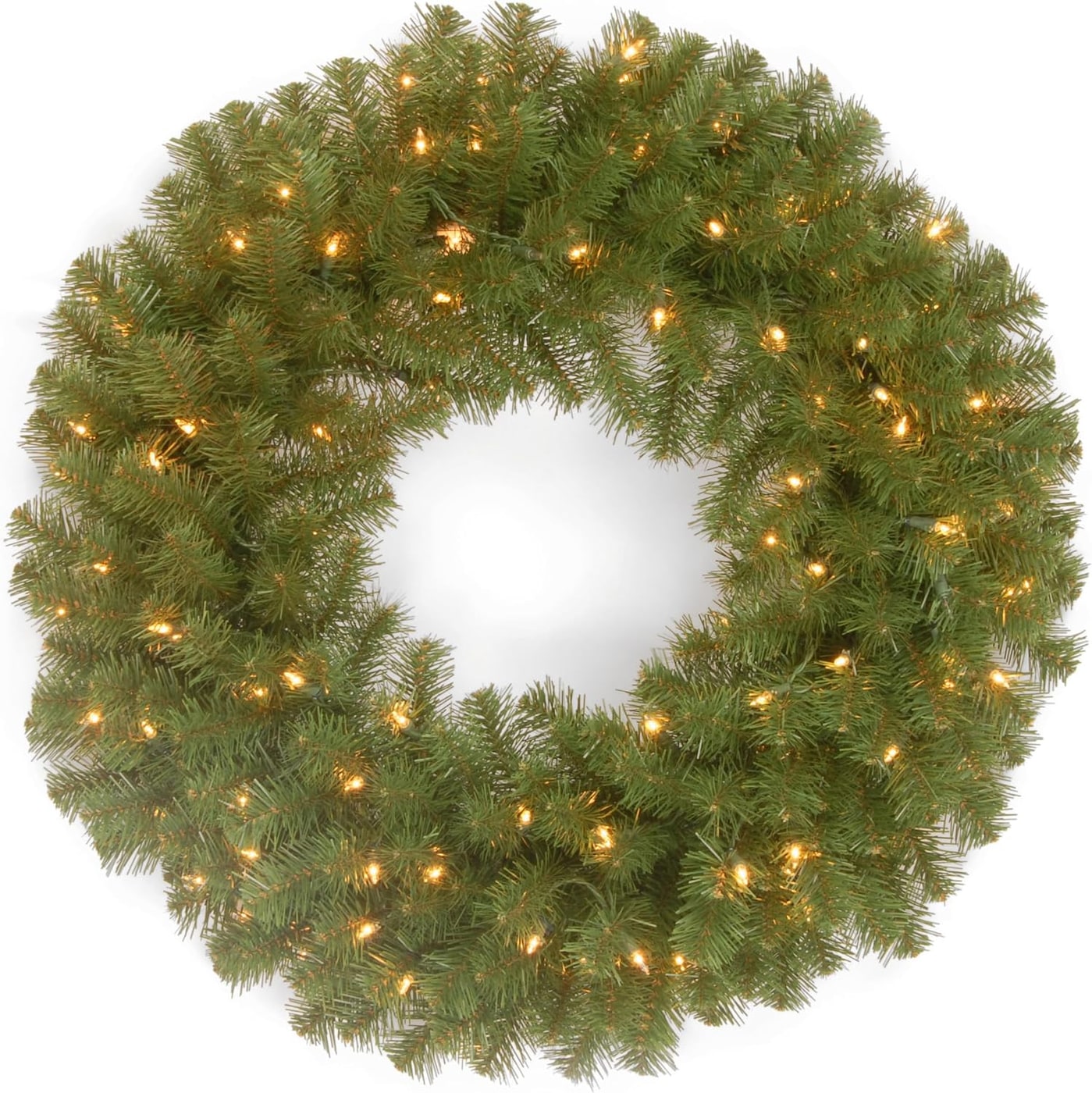 24-Inch Pre-Lit North Valley Spruce Wreath with LED Lights - Green