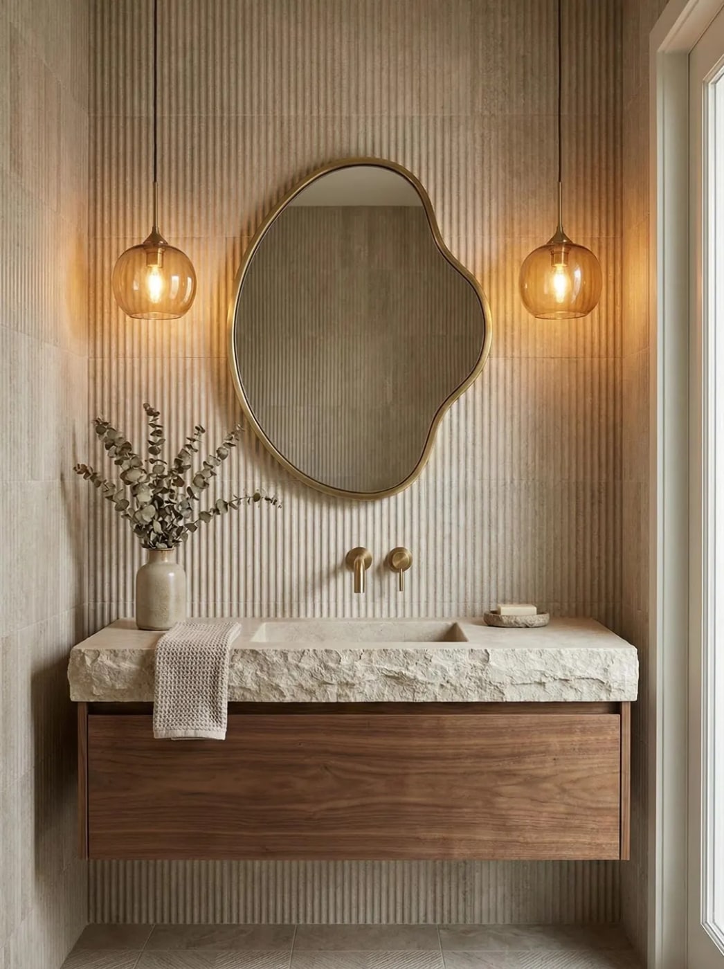 Organic Irregular Brass Wall Mirror