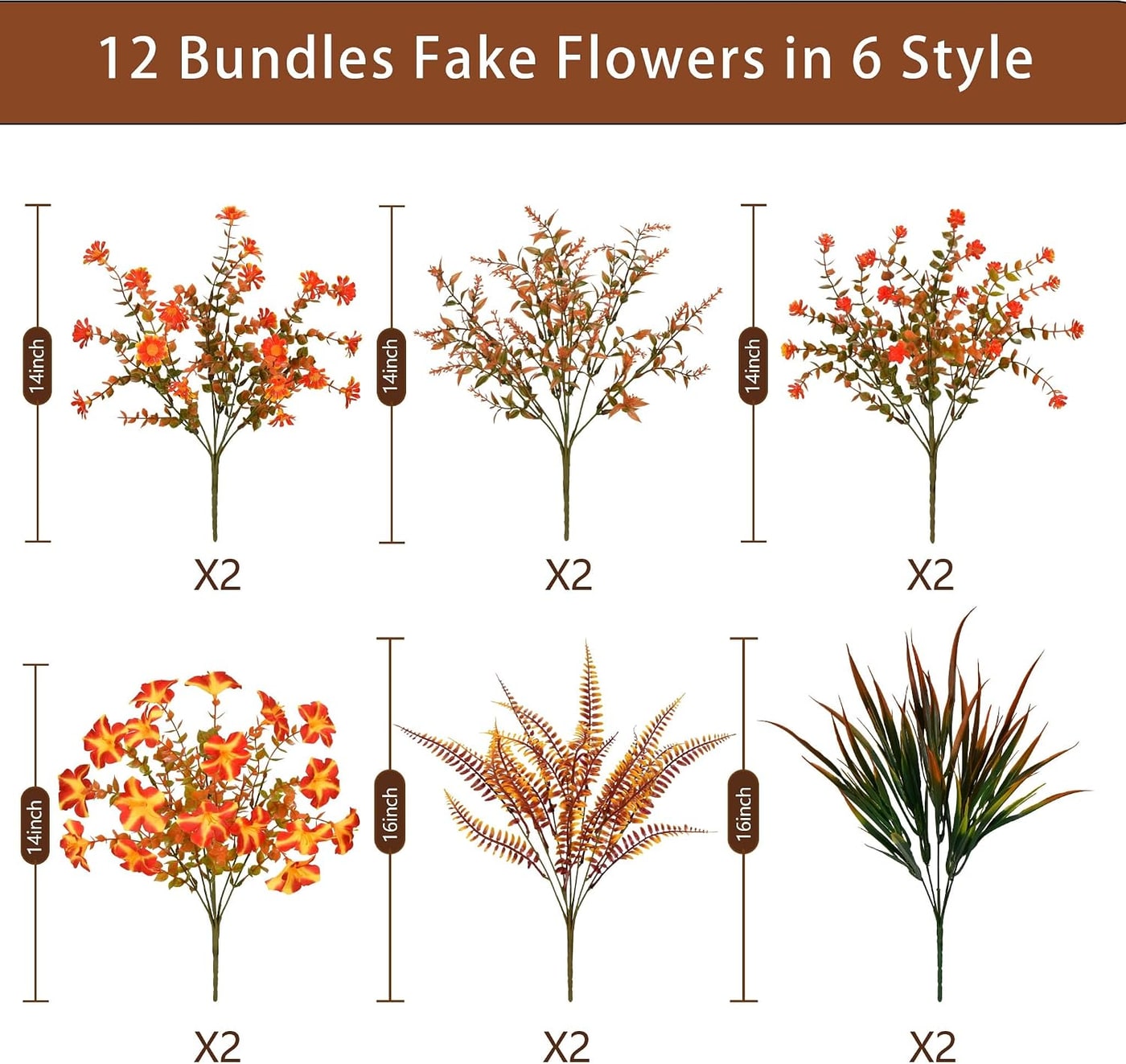 12-Piece UV-Resistant Outdoor Artificial Flower Bouquets - Photo 2