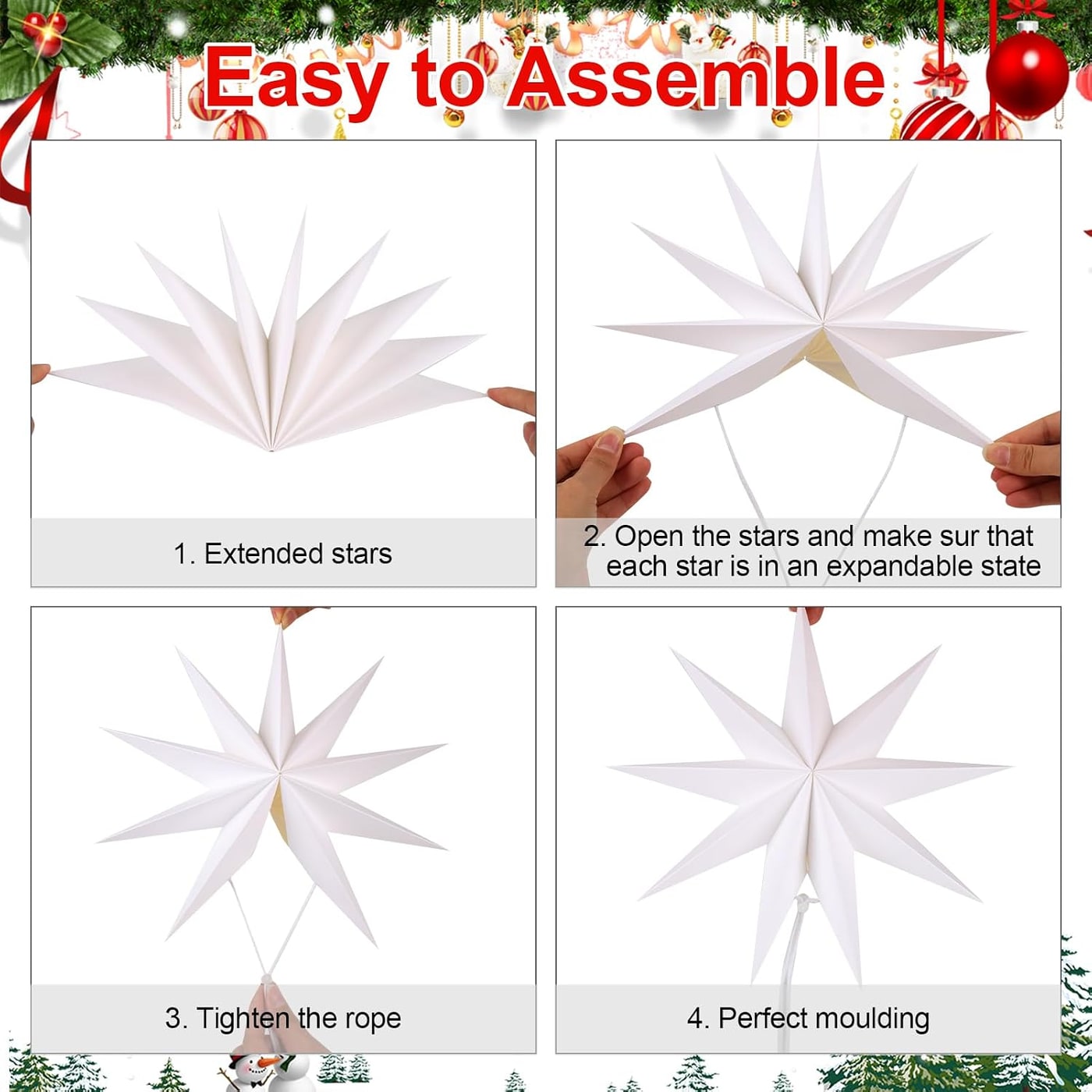 Nine-Point Paper Star Lantern Set, 12 Inch (5-Pack) - Photo 2
