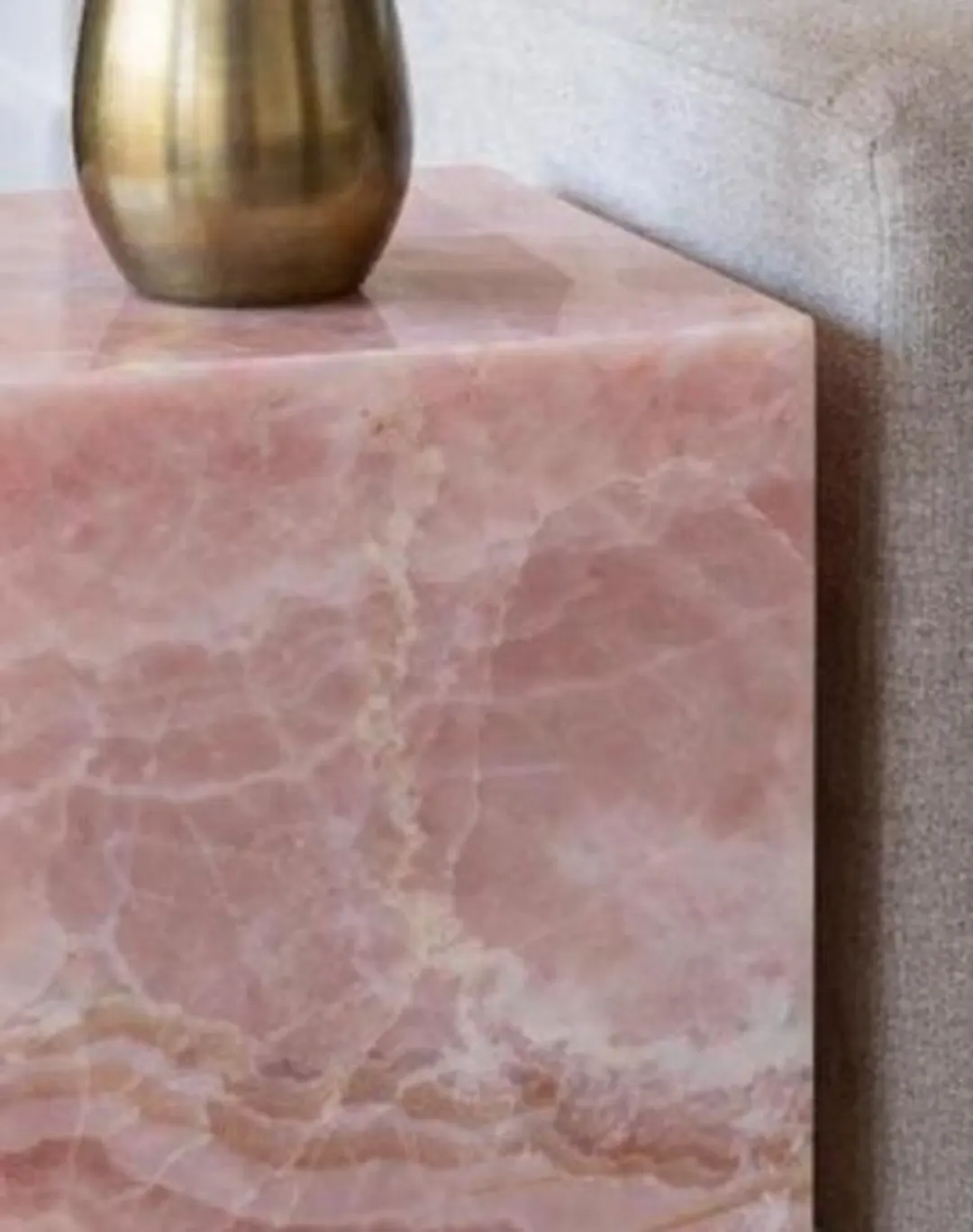 Natural Pink Onyx Plinth Side Table - Photo 3
